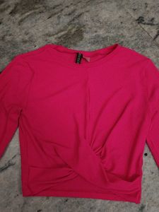 H&amp;M Full Sleeve Neon Pink Top