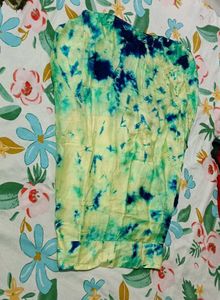 Red Kurti with Tie-Dye Pants