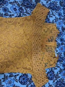 Yellow Lace Cold Shoulder Dress