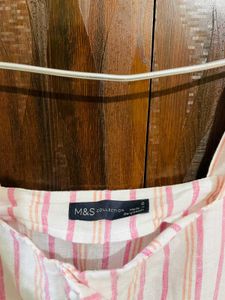 MARKS &amp;SPENCER Striped Flutter Sleeve Top
