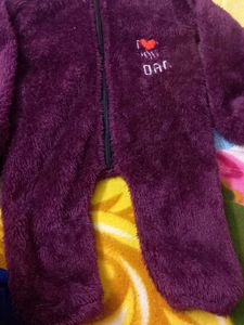 Cute Purple Fleece Baby Romper