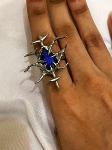 Soldered Punk Blue Stone Ring
