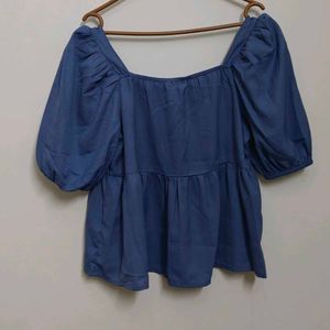 Tokyo Talkies Solid Blue Top