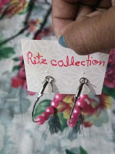 Pink Pearl Hoop Earrings