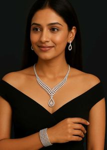 Elegant Diamond Necklace &amp; Earring Set