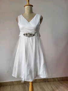 White Dress with Tulle Skirt