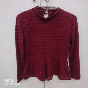 Burgundy Peplum Top