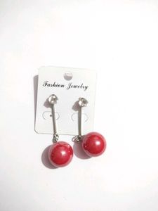 Red Ball Dangle Earrings