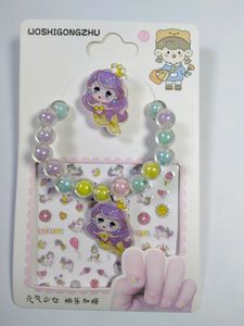 Cartoon Bracelet And Ring With Nail Tattoo ForGirl