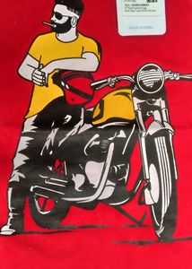 Brand New Cotton Bike Printed Red Mens Tshirts