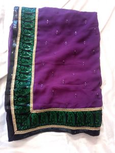 Party Wear Saree With Work Blouse