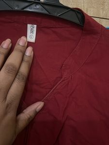 Maroon Cotton Top With Bell Sleeves