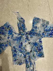 Blue Floral Sheer Top