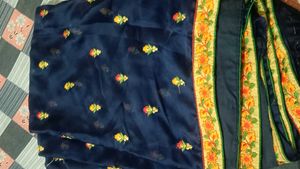 Navy Blue Saree With Blouse