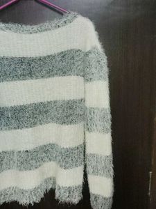 Striped Fuzzy Knit Sweater
