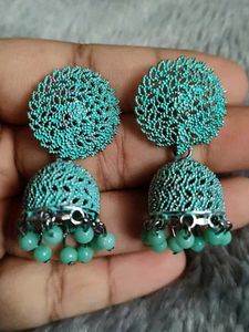 Turquoise Jhumka Earrings