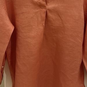 Coral Linen Top