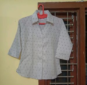 Cream Colour Formal Shirt With Little Flower Design | You Can Were This With Forma Jeans