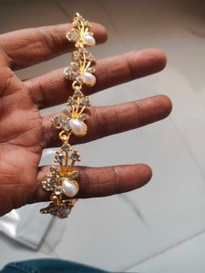Gold Floral Pearl Necklace &amp; Earring Set