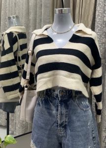 MINETTE Striped Polo Sweater