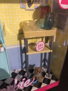 2006 Barbie Doll Fridge &amp; Cart Kitchen Playset