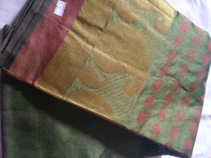 Olive Green Paper Silk Saree
