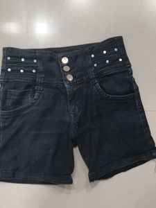 Black Denim Shorts