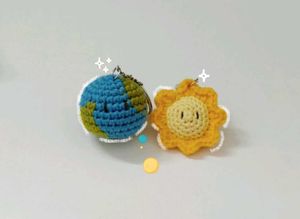 Earth and Sun Crochet Keychain Combo