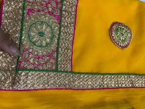 New yellow patches saree