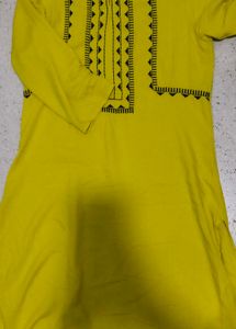 Yellow Embroidered Neck vishudh Kurti