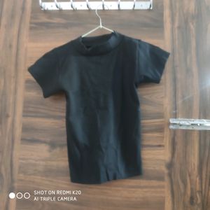 High Neck Black Ribbed Top
