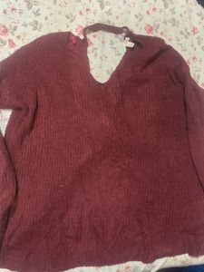 Burgundy Knotted Back Sweater