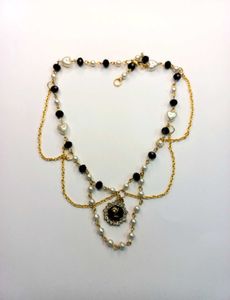 Beautiful Handmade Golden Black and White Necklace
