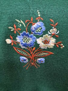 Old Money Y2k Vintage Floral Embroidered Green