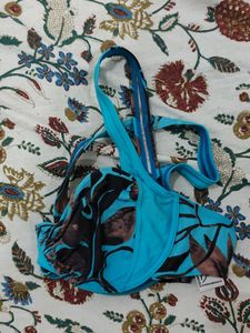 Blue Floral Bikini Top