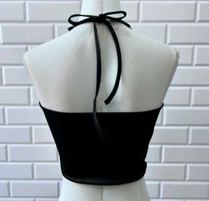 Tie Back Chain Halter Top (Black)