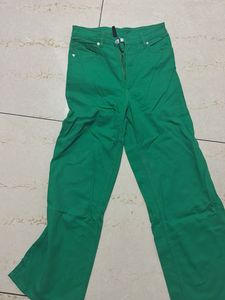 Green Flared Leg Trousers