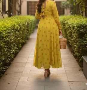 Yellow Floral Print Dress