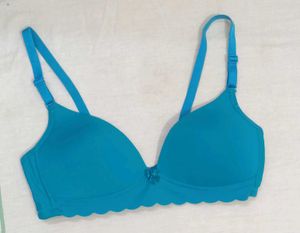 Cotton Chiffon Sky Blue Padded Bra