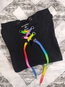 Black Hoodie with Rainbow Laces