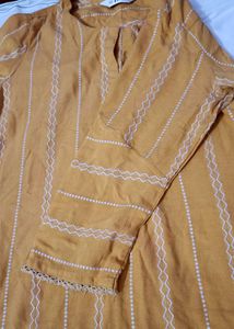 Mustard Embroidered Top