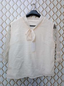 New With Tag Beige Bow Korean Premium Top
