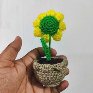 Handmade Crochet Sunflower Pot