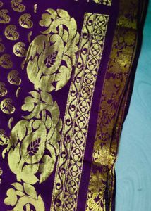 Purple colour cotton Silk full shining saree