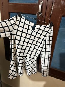 Strip Check Top Women With Flared Bottom