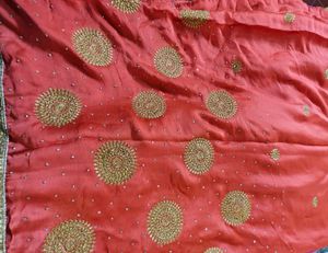 Orange-peach Stone Work Saree