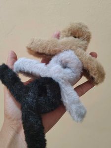 Fluffy Hair Clips Pack of 2