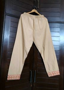 Women Beige Embroidery Khadi Cotton Suit Set
