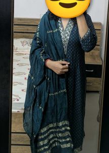 Bottle Green Kurta Palazzo Set With Dupatta