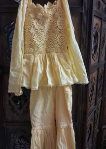 Party Wear Plazo Yellow Outfit